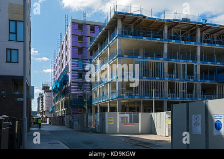 La Corte di segheria e Smith's Yard blocchi di appartamenti in costruzione, il Bengala Street, Ancoats, Manchester, Inghilterra, Regno Unito Foto Stock