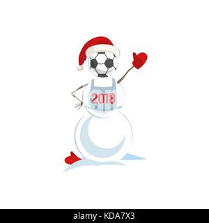 Snowman e pallone da calcio. Illustrazione Vettoriale