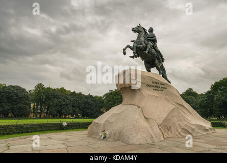 Il cavaliere di bronzo statua di Pietro il Grande Foto Stock