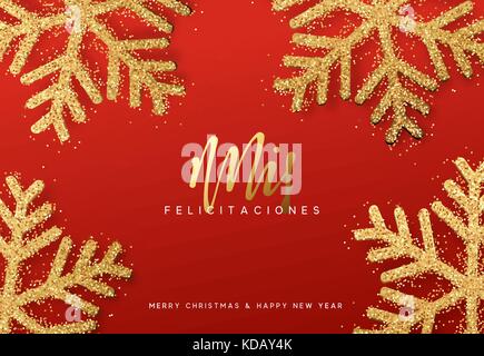 Lo spagnolo xmas letterings, mis felicitaciones y Feliz Navidad. Illustrazione Vettoriale