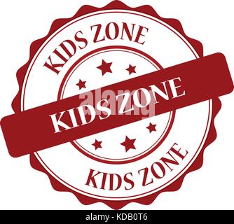 Kids Zone francobollo rosso illustrazione Illustrazione Vettoriale