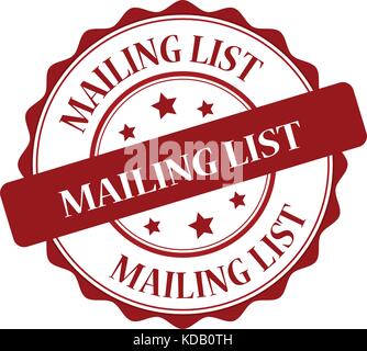 Mailing list francobollo rosso illustrazione Illustrazione Vettoriale