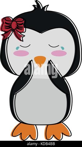 Penguin piangere graziosi animali cartoon immagine dell'icona Illustrazione Vettoriale