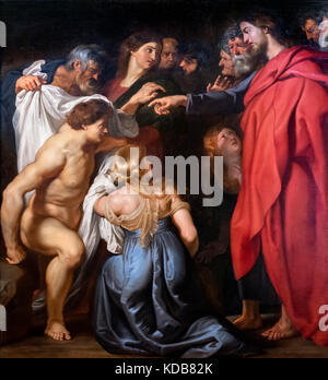 La risurrezione di Lazzaro di Peter Paul Rubens (1577-1640), olio su tela Foto Stock