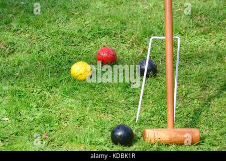 Apparecchiature per la riproduzione di croquet Foto Stock