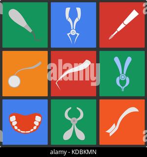Set di tema dentale icone illustrazione vettoriale immagine Illustrazione Vettoriale