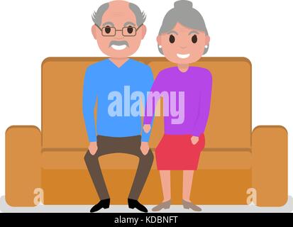 Vector cartoon nonni seduti sul lettino Illustrazione Vettoriale