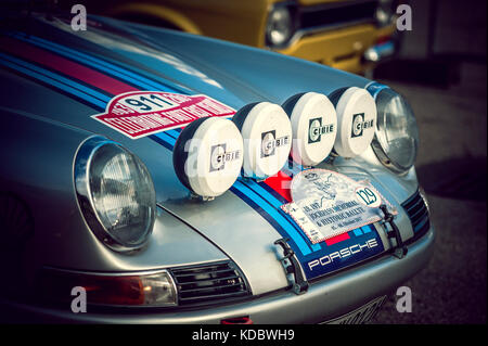 Porsche 911 Martini al memoriale Jochpass - Classic Car Race - Baviera Germania Foto Stock