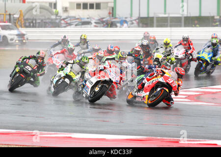 San Marino MotoGP con: INIZIO, # 93 Marc MARQUEZ, # 04 Andrea DOVIZIOSO, # 35 Cal CRUTCHLOW, # 5 Johann ZARCO dove: Misano, Italia quando: 10 set 2017 credito: ATP/WENN.com Foto Stock