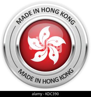 Medaglia d argento made in Hong Kong con bandiera Illustrazione Vettoriale