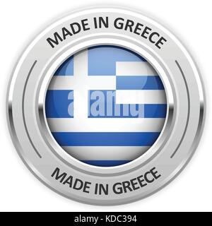 Medaglia d argento realizzato in Grecia con bandiera Illustrazione Vettoriale