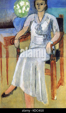 Femme avec une robe blanche Matisse, Henri (1869-1954) 1934 Foto Stock