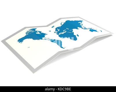 Mappa del mondo in blu isolato, rendering 3D Foto Stock