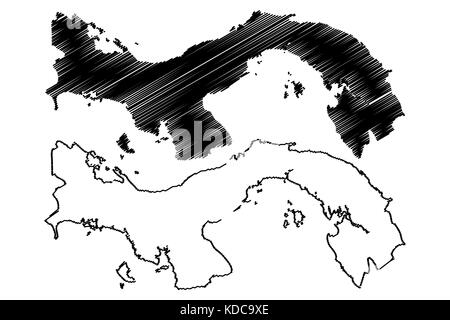 Mappa di panama illustrazione vettoriale, scribble schizzo panama Illustrazione Vettoriale