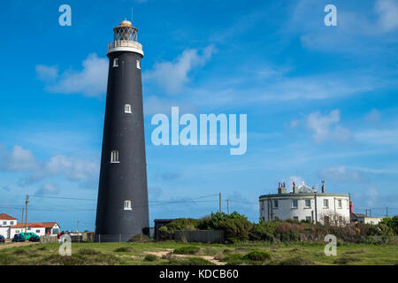 Il vecchio faro, dungeness, Kent, Regno Unito Foto Stock