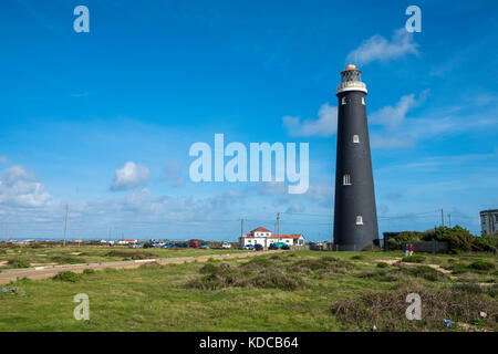 Il vecchio faro, dungeness, Kent, Regno Unito Foto Stock