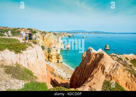 Spiaggia di Praia do Camilo, Lagos, Portogallo, Europa Foto Stock