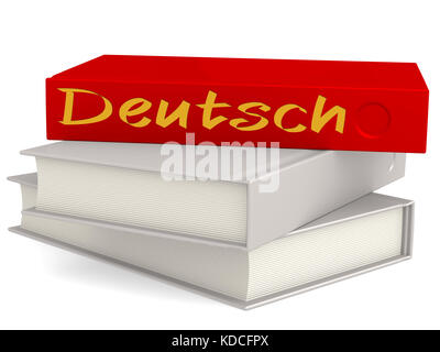 I cartonati con deutsch word, rendering 3D Foto Stock