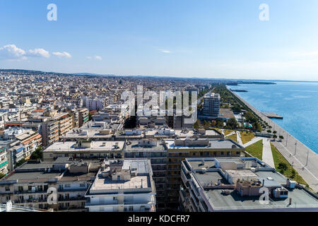 Vista aerea del lungomare della città di Salonicco, Grecia Foto Stock