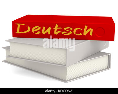I cartonati con deutsch word, rendering 3D Foto Stock