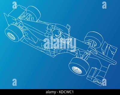 Formula di gara auto. disegno astratto tastatura illustrazione del 3d Illustrazione Vettoriale