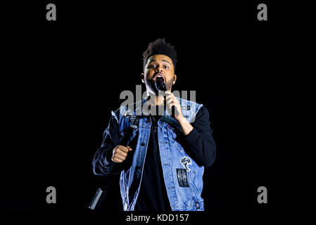 Benicassim, Spagna - Lug 13: il weeknd (rhythm and blues band musicale) eseguire in concerto a fib festival il 13 luglio 2017 a Benicassim, Spagna. Foto Stock