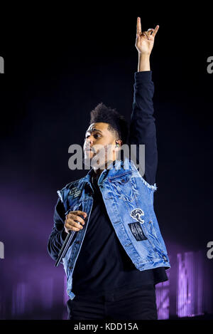 Benicassim, Spagna - Lug 13: il weeknd (rhythm and blues band musicale) eseguire in concerto a fib festival il 13 luglio 2017 a Benicassim, Spagna. Foto Stock