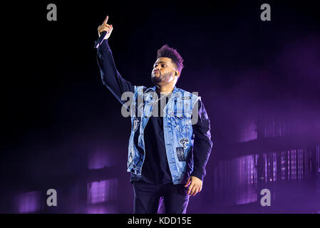 Benicassim, Spagna - Lug 13: il weeknd (rhythm and blues band musicale) eseguire in concerto a fib festival il 13 luglio 2017 a Benicassim, Spagna. Foto Stock