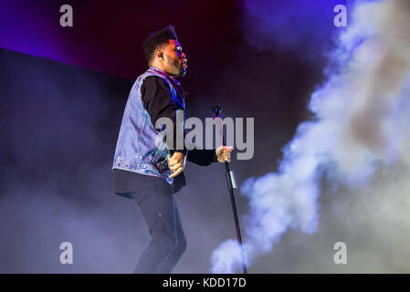 BENICASSIM, Spagna - Lug 13: Il Weeknd (rhythm and blues band musicale) eseguire in concerto a FIB Festival il 13 luglio 2017 a Benicassim, Spagna. Foto Stock