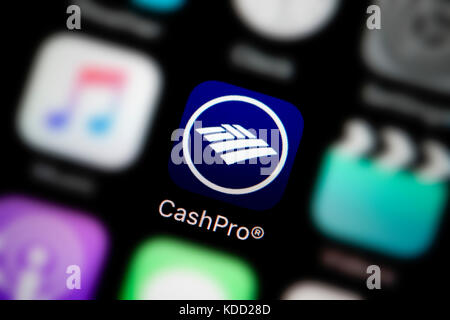 Una inquadratura ravvicinata del logo che rappresenta la Bank of America CashPro icona app, come si vede sullo schermo di un telefono intelligente (solo uso editoriale) Foto Stock
