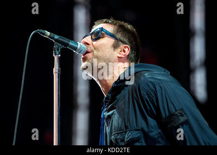 Benicassim, Spagna - Lug 15: Liam Gallagher (musicista) esegue in concerto a fib festival il 15 luglio 2017 a Benicassim, Spagna. Foto Stock