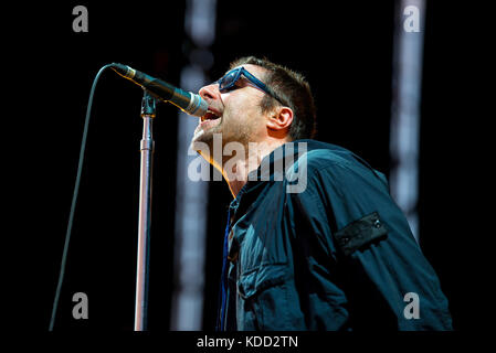 Benicassim, Spagna - Lug 15: Liam Gallagher (musicista) esegue in concerto a fib festival il 15 luglio 2017 a Benicassim, Spagna. Foto Stock