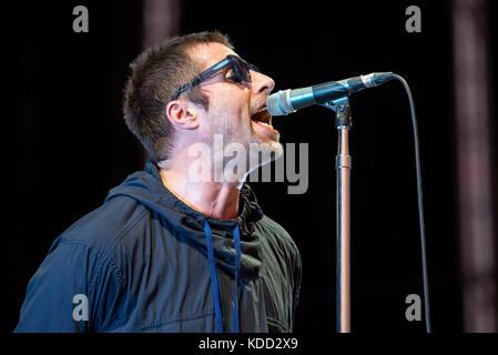 Benicassim, Spagna - Lug 15: Liam Gallagher (musicista) esegue in concerto a fib festival il 15 luglio 2017 a Benicassim, Spagna. Foto Stock