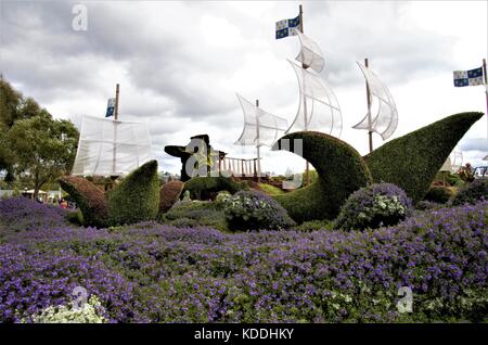 Mosaicanada 150 è l'evento orticola per onorare il centocinquantesimo anniversario del Canada si trova in Jacques Cartier park, Gatineau, Quebec, Canada. Foto Stock