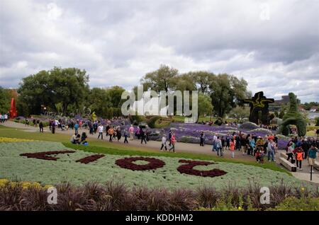 Mosaicanada 150 è l'evento orticola per onorare il centocinquantesimo anniversario del Canada si trova in Jacques Cartier park, Gatineau, Quebec, Canada. Foto Stock