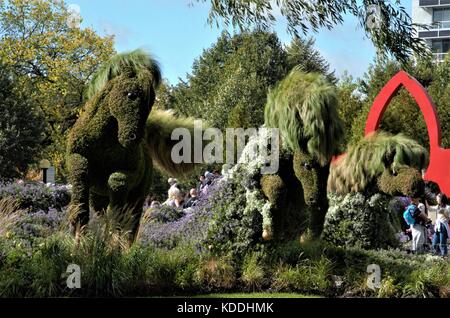 Mosaicanada 150 è l'evento orticola per onorare il centocinquantesimo anniversario del Canada si trova in Jacques Cartier park, Gatineau, Quebec, Canada. Foto Stock