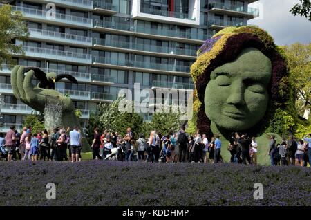 Mosaicanada 150 è l'evento orticola per onorare il centocinquantesimo anniversario del Canada si trova in Jacques Cartier park, Gatineau, Quebec, Canada. Foto Stock