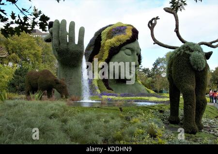 Mosaicanada 150 è l'evento orticola per onorare il centocinquantesimo anniversario del Canada si trova in Jacques Cartier park, Gatineau, Quebec, Canada. Foto Stock