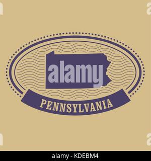In Pennsylvania mappa silhouette - timbro ovale Illustrazione Vettoriale
