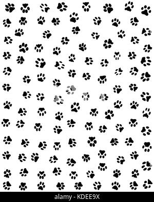 Modello senza giunture di silhouette nera di stampe della zampa del cane Foto Stock