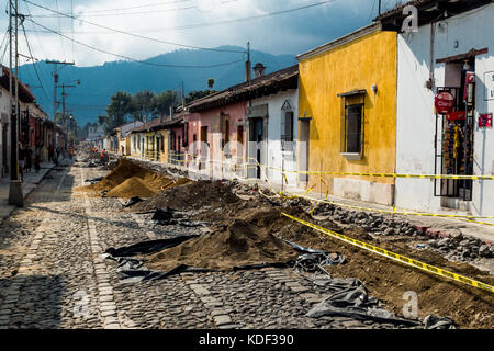 Strada di Antigua, Guatemala Foto Stock