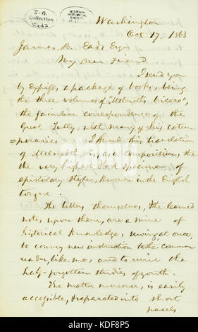 Lettera firmata EDW. Bates (Edward Bates), Washington, a James B. Eads, Ottobre 17, 1863 Foto Stock
