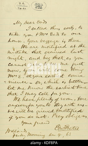 Lettera firmata EDW. Bates (Edward Bates) di EADS (James B. EADS), 4 Dicembre 1863 Foto Stock