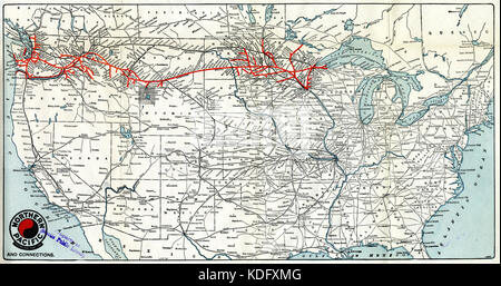 Pacifico settentrionale il parco di Yellowstone e linea e la mappa dei collegamenti Foto Stock