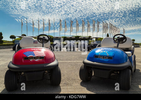 La Ryder Cup Flags & Buggy 2018 Foto Stock