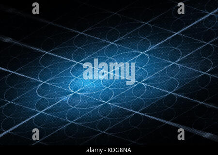 Blu brillante flusso blockchain intersezioni griglia, generato dal computer sfondo astratto, rendering 3D Foto Stock
