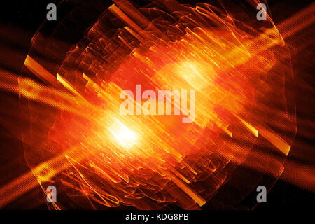 Fiery quantum incandescente in stato eccitato di scoppio, la luce generata dal computer sfondo astratto, rendering 3D Foto Stock