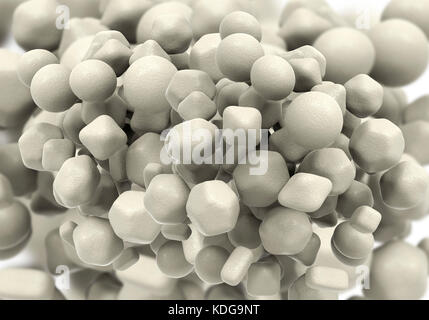 Ossido di zinco (ZnO) nanoparticelle, illustrazione del computer. ZnO nanoparticelle hanno applicazione come biosensori, nella somministrazione di farmaci, cosmetici, ottici e dispositivi elettrici, le celle solari e altri settori. Foto Stock