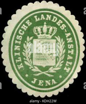 Questo è uno storico Siegelmarke (marchio di sigillo) di Klinische Landes Anstalt a Jena, un'istituzione medica nota per il suo lavoro nel XIX e XX secolo. Serve come registro delle attività dell'istituzione e della storia medica. Foto Stock