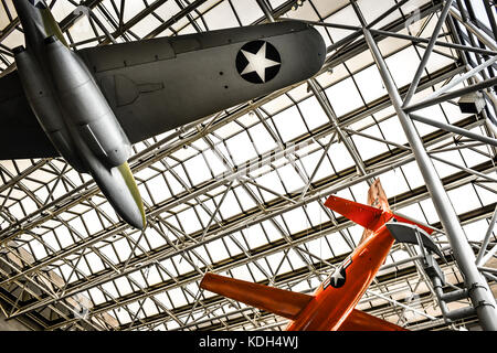 Una immagine di una collezione vintage di aeroplani, esposti al Museo Nazionale dell'aria e dello spazio, Washington, DC, Stati Uniti d'America Foto Stock
